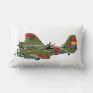 Cartoon retro bomber lumbar pillow