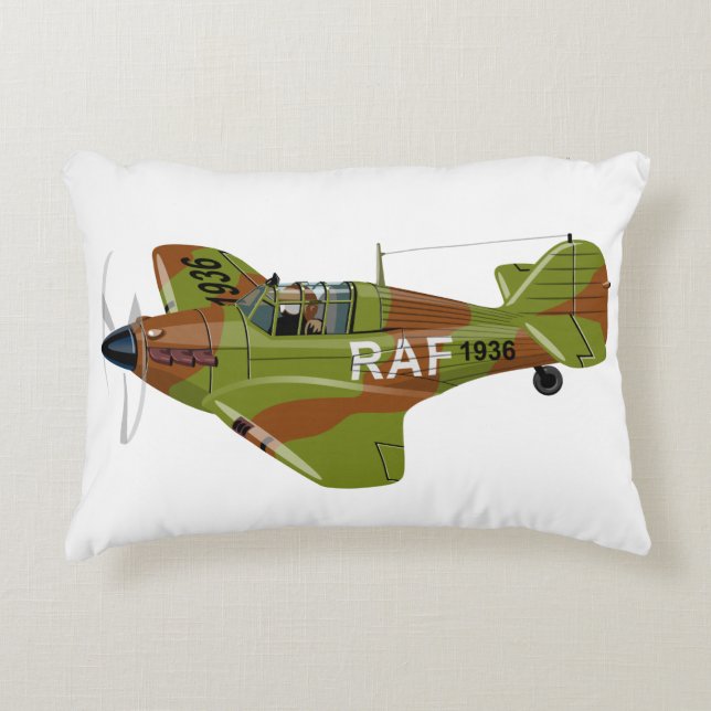 Cartoon retro fighter plane accent pillow (Front)