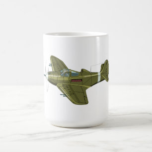 Cartoon retro fighter plane coffee mug