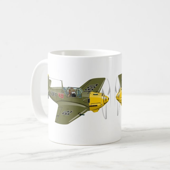 Cartoon retro fighter plane coffee mug (Front Left)