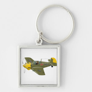 Cartoon retro fighter plane keychain