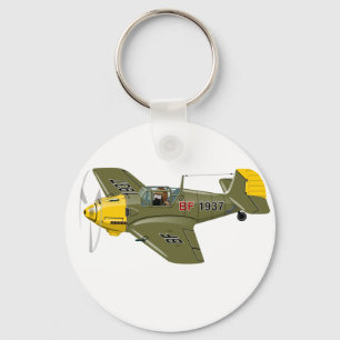 Cartoon retro fighter plane keychain