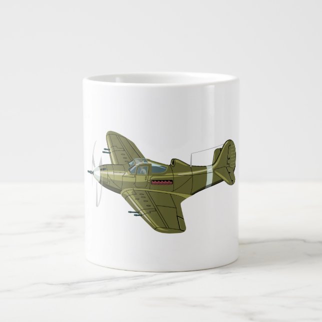 Cartoon retro fighter plane large coffee mug (Front)