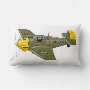 Cartoon retro fighter plane lumbar pillow