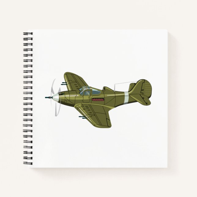 Cartoon retro fighter plane notebook (Front)