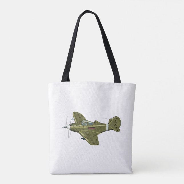 Cartoon retro fighter plane tote bag (Back)