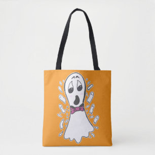 Cartoon Retro Ghost Halloween Vintage Black Orange Tote Bag