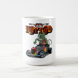 Cartoon retro hot rod coffee mug