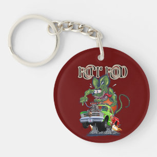 Cartoon retro rat rod keychain