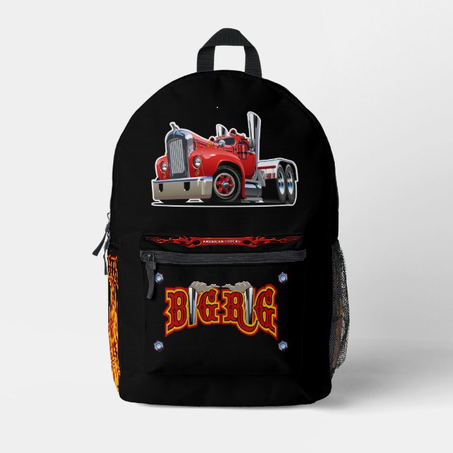 Cartoon retro truck printed backpack (Front)