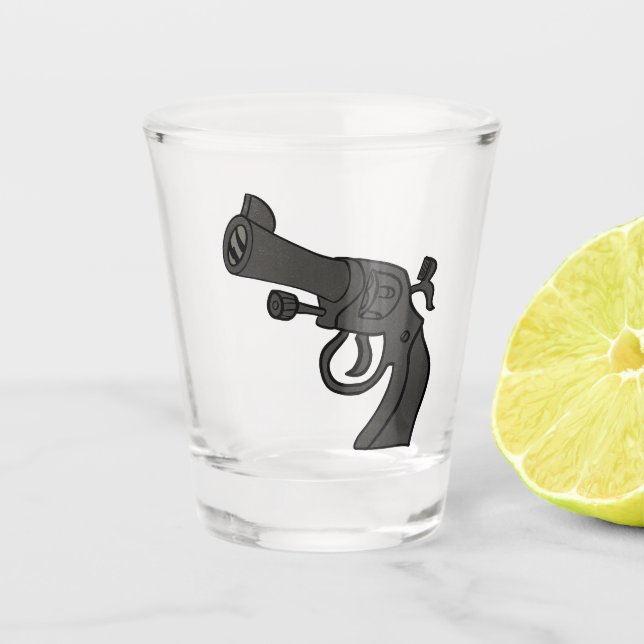 Cartoon Revolver Shot Glass (Front)