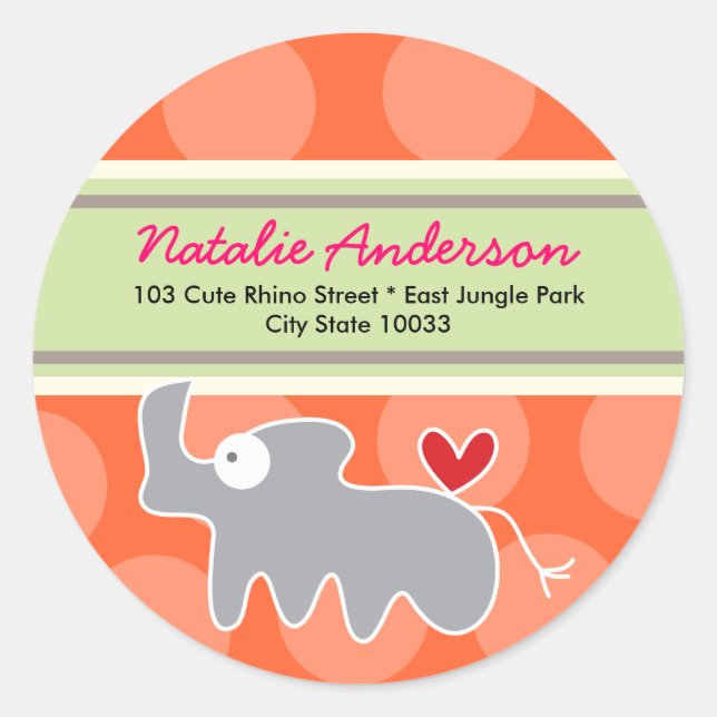 Cartoon Rhino Kid Custom Address Label Sticker (Front)