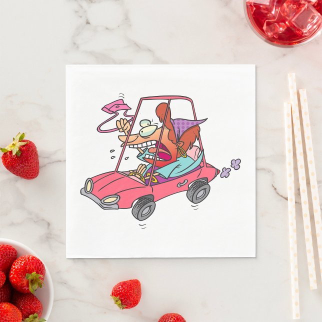 Cartoon Road Rage Woman Napkin (Creator Uploaded)