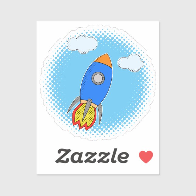 Cartoon Rocket In Blue Sky Halftones (Sheet)