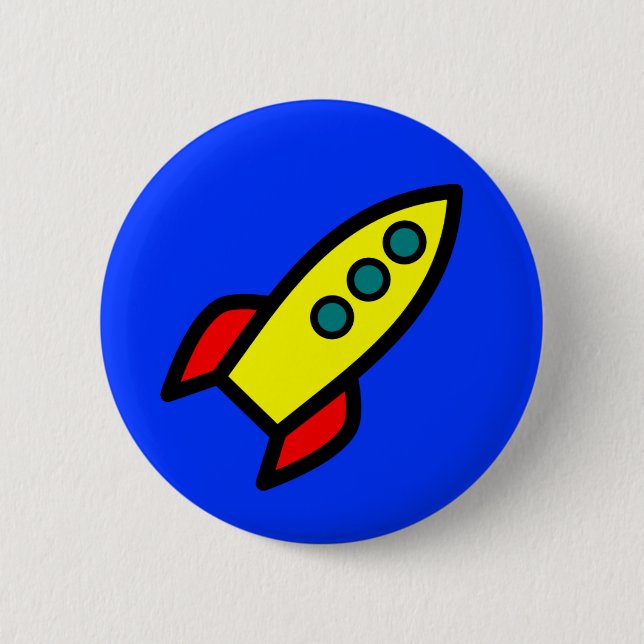 Cartoon Rocket Ship 2 Inch Round Button (Front)