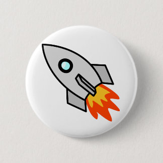 Cartoon Rocket Ship 2 Inch Round Button