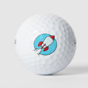 Cartoon Rocket Ship Fun Design Golf Balls