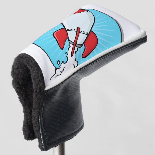 Cartoon Rocket Ship Fun Design Golf Head Cover (3/4 Front)