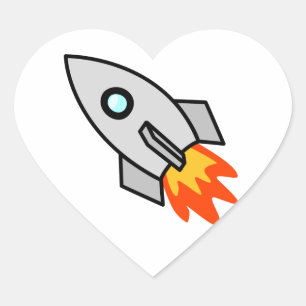 Cartoon Rocket Ship Heart Sticker