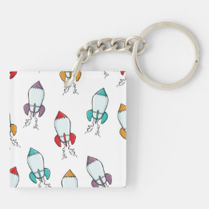 Cartoon Rocket Ship Pattern Keychain