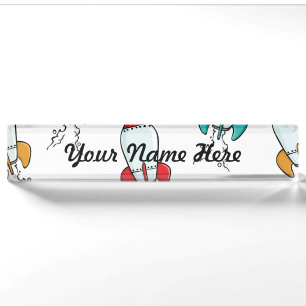 Cartoon Rocket Ship Pattern Nameplate