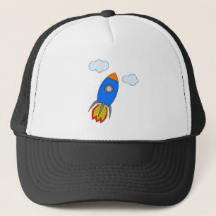 Cartoon Rocket Trucker Hat