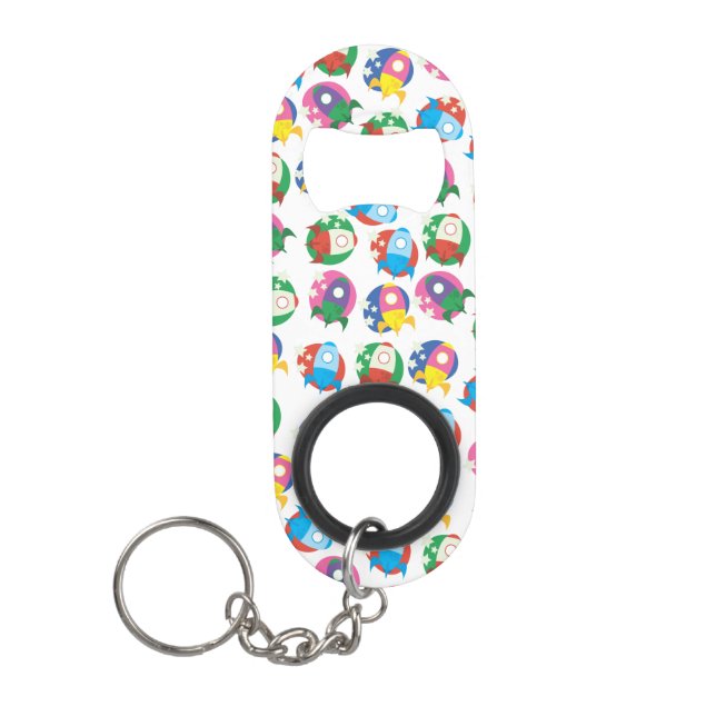 Cartoon Rockets Keychain Bottle Opener (Front)