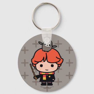 Cartoon Ron Weasley and Pigwidgeon Keychain
