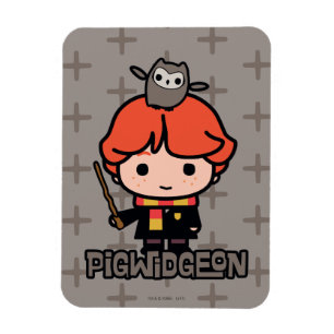Cartoon Ron Weasley and Pigwidgeon Magnet