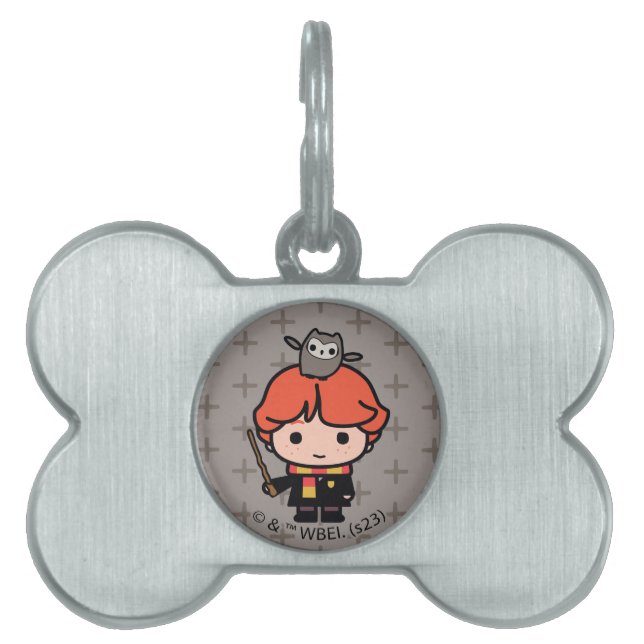 Cartoon Ron Weasley and Pigwidgeon Pet ID Tag (Front)