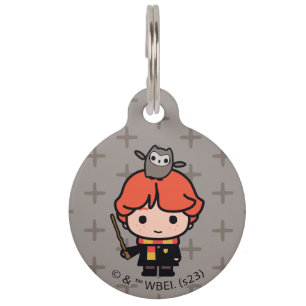 Cartoon Ron Weasley and Pigwidgeon Pet Tag