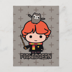 Cartoon Ron Weasley and Pigwidgeon Postcard