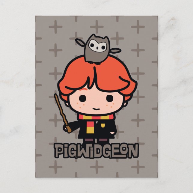 Cartoon Ron Weasley and Pigwidgeon Postcard (Front)