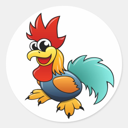 Cartoon Rooster Classic Round Sticker