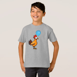 Cartoon Rooster Holding Blue Balloon T-Shirt