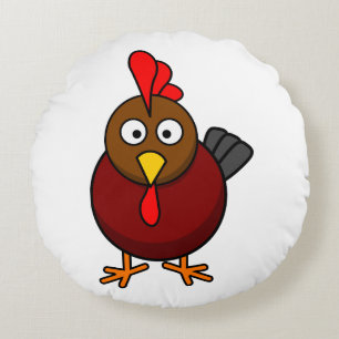 Cartoon Rooster Round Pillow
