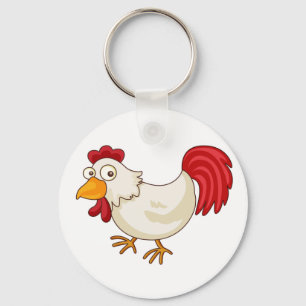 Cartoon Rooster White Chicken Keychain