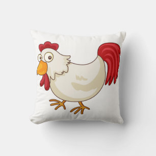Cartoon Rooster White Chicken Throw Pillow