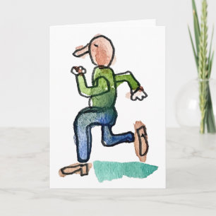 Cartoon Running Man Folded Greeting Card