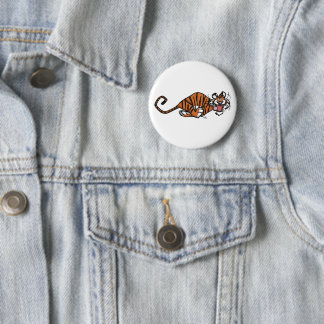 Cartoon Running Tiger 2 Inch Round Button