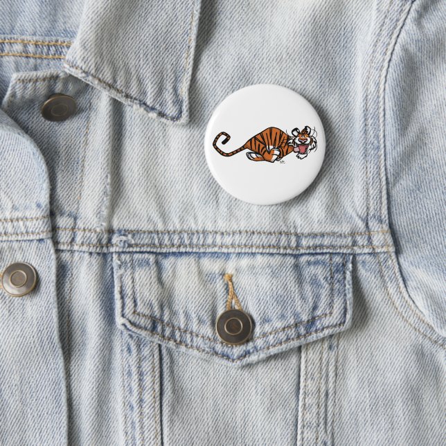 Cartoon Running Tiger 2 Inch Round Button (In Situ)
