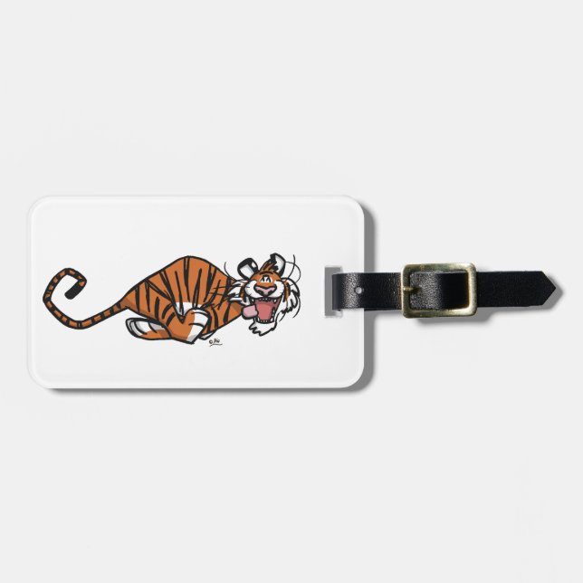 Cartoon Running Tiger Luggage Tag (Front Horizontal)