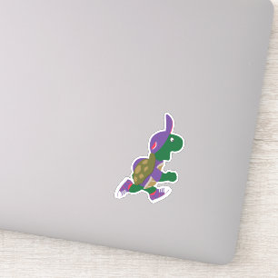 Cartoon Running Turtle Wearing a Purple Hat
