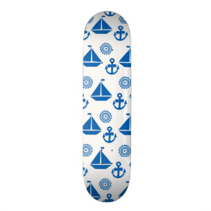 Cartoon Sail Boat Pattern Skateboard