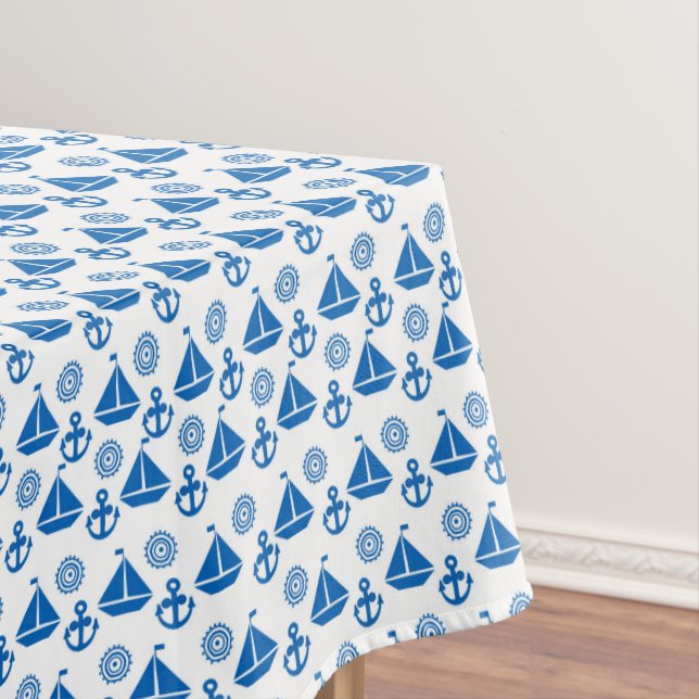 Cartoon Sail Boat Pattern Tablecloth (In Situ)