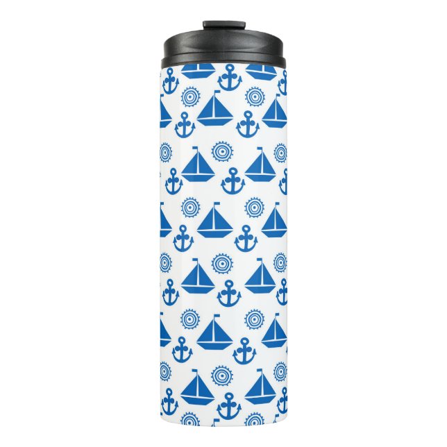 Cartoon Sail Boat Pattern Thermal Tumbler (Front)