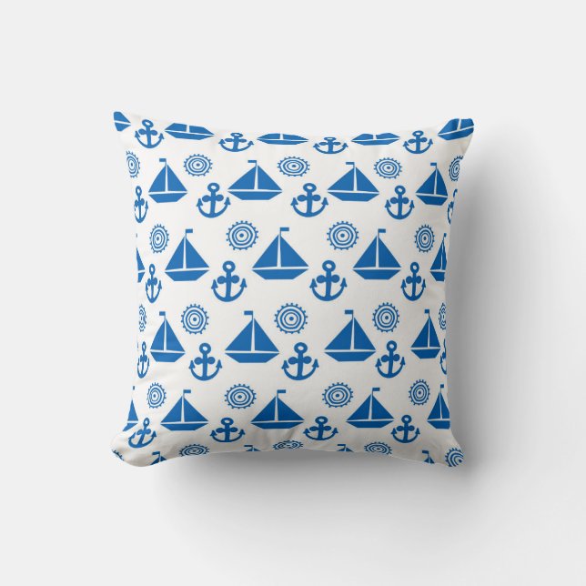 Cartoon Sail Boat Pattern Throw Pillow (Front)