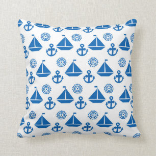 Cartoon Sail Boat Pattern Throw Pillow