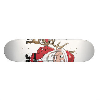 Cartoon Santa and Skateboard