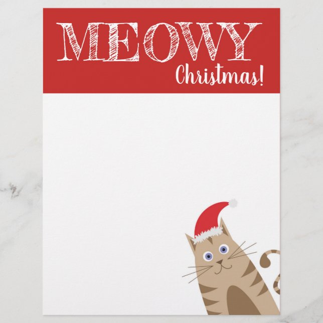 Cartoon santa claus cat pet merry christmas letterhead (Front)